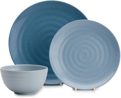 NEW - Shades of Blue 12 Piece Melamine Dinner Set