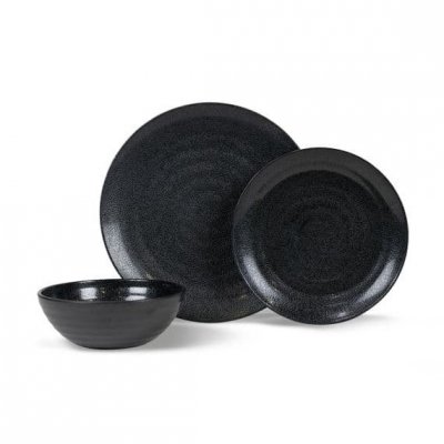NEW Kampa Ebony Cobble 12 Piece Melamine Dinner Set - 2025