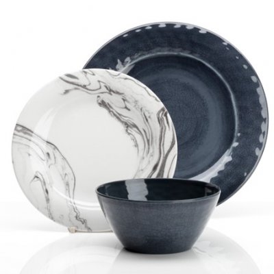 NEW - Marble Melamine 12 Piece Dinner Set