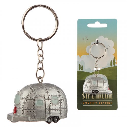 Silver Streamline Caravan Keyring